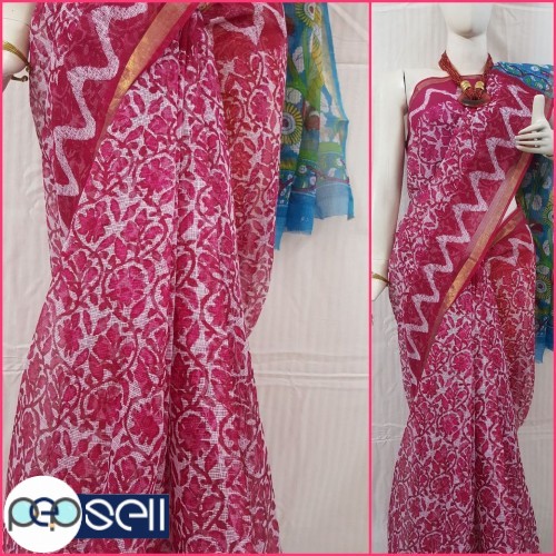 Pure Kota Doria Cotton sarees in fine quality of *Hand Block Printing.   With blouse   - Kerala Kochi Ernakulam 4 