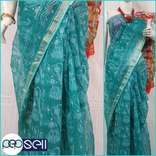 Pure Kota Doria Cotton sarees in fine quality of *Hand Block Printing.   With blouse   - Kerala Kochi Ernakulam 5 