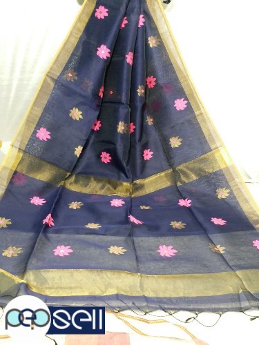 Silk linen  100 count  Jamdani leafe With bp  Light weight saree  - Kerala Kochi Ernakulam 3 
