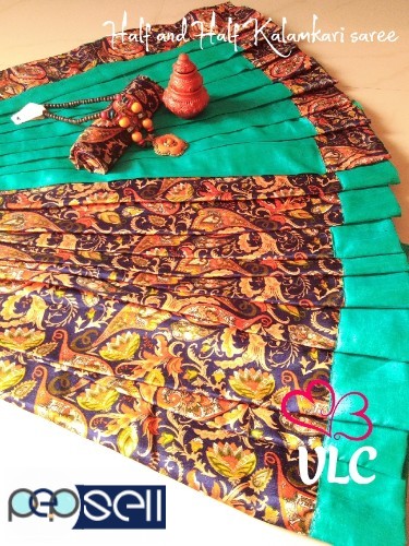  Raw silk with Manipuri Kalamkari border (Half and half)   Blouse - Kalamkari(Manipuri silk) blouse   Kalamkari pallu - Kerala Kochi Ernakulam 2 