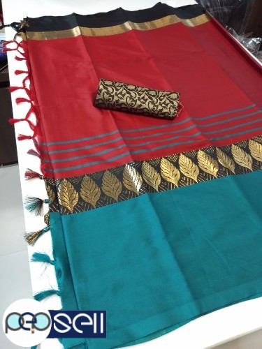 Original Soft cotton silk saree with pan & line design - Kerala Kochi Ernakulam 0 