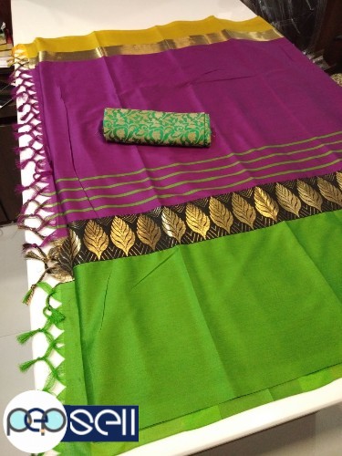 Original Soft cotton silk saree with pan & line design - Kerala Kochi Ernakulam 3 