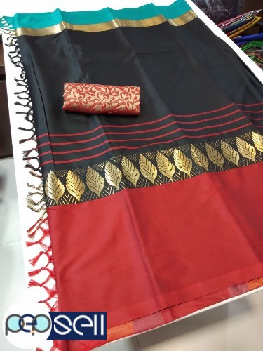 Original Soft cotton silk saree with pan & line design - Kerala Kochi Ernakulam 4 