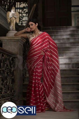 Linen stripe saree 80 thread count - Kerala Kochi Ernakulam 0 