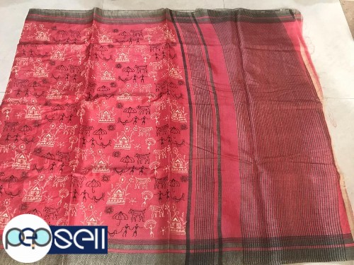 Khadi silk saree with machine katha work  - Kerala Kochi Ernakulam 0 