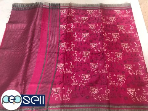 Khadi silk saree with machine katha work  - Kerala Kochi Ernakulam 1 