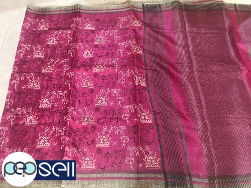 Khadi silk saree with machine katha work  - Kerala Kochi Ernakulam 2 