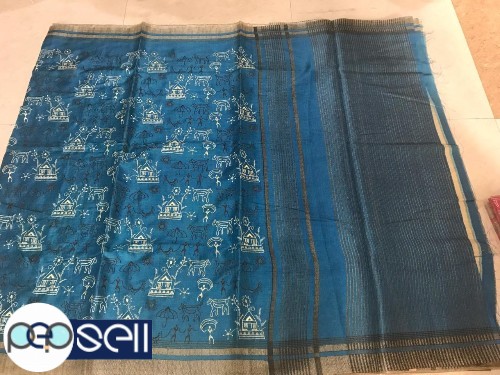 Khadi silk saree with machine katha work  - Kerala Kochi Ernakulam 3 