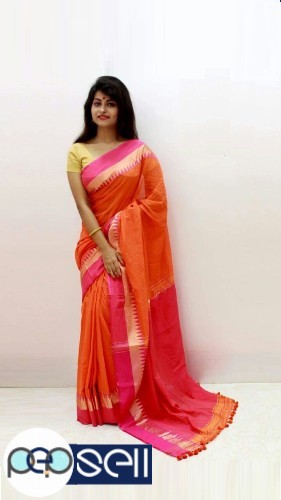 Khadi soft handloom saree with contrast blouse piece  - Kerala Kochi Ernakulam 0 