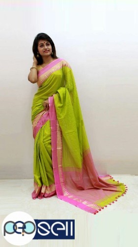 Khadi soft handloom saree with contrast blouse piece  - Kerala Kochi Ernakulam 2 