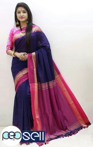 Khadi soft handloom saree with contrast blouse piece  - Kerala Kochi Ernakulam 3 