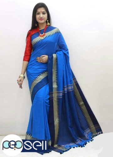 Khadi soft handloom saree with contrast blouse piece  - Kerala Kochi Ernakulam 4 