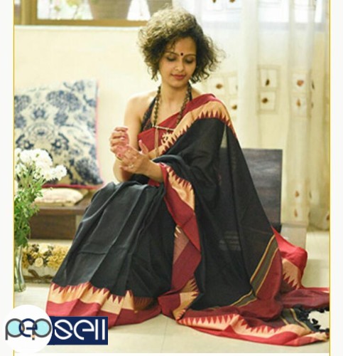 Khadi soft handloom saree with contrast blouse piece  - Kerala Kochi Ernakulam 5 