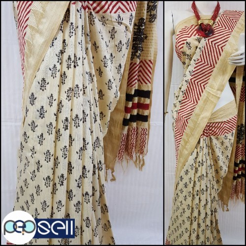 Pure Handloom Cotton Sarees in fine quality of  *Hand Block Print.* - Kerala Kochi Ernakulam 3 