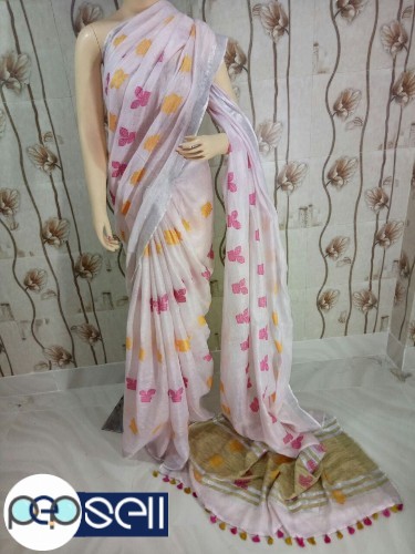 Linen saree by linen  new designs  - Kerala Kochi Ernakulam 2 