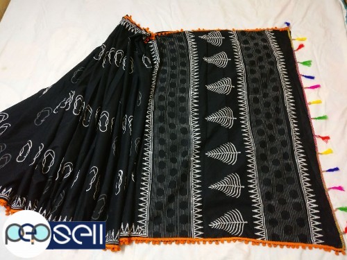 Pompom saree - Soft Cotton malmal Saree with blouse - Kerala Kochi Ernakulam 0 