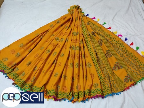 Pompom saree - Soft Cotton malmal Saree with blouse - Kerala Kochi Ernakulam 4 