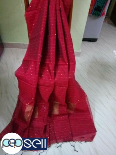 Resham silk handloom saree with Sequence and zari work, with BP. - Kerala Kochi Ernakulam 0 