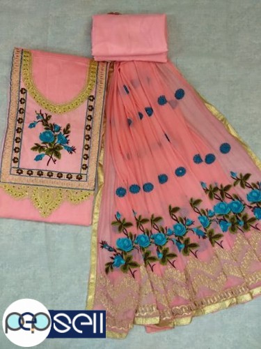 Cotton neck and daaman work churidar material 3 