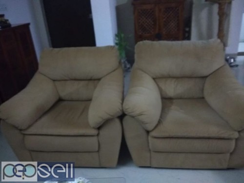 Velvet fabric comfort sofa 2+1+1 used 2 years for sale 1 