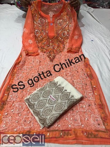 Chicken kurti with plazo full stitched beautiful gorget fabric 0 