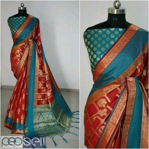 Attractive Banarasi silk saree with blouse piece available 0 