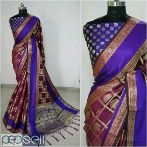 Attractive Banarasi silk saree with blouse piece available 1 