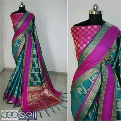 Attractive Banarasi silk saree with blouse piece available 2 