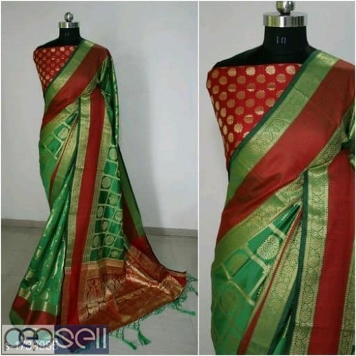 Attractive Banarasi silk saree with blouse piece available 3 