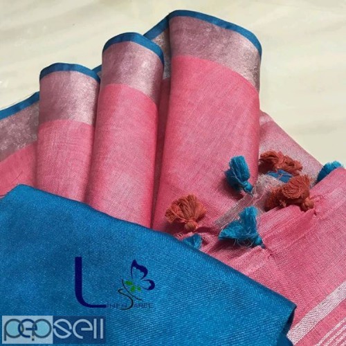 Pure linen by linen sarees 100 count for sale 3 