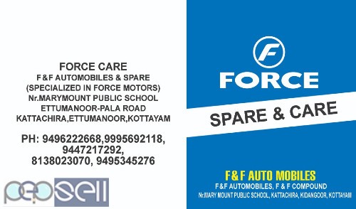 F&F Force Traveller Spare parts in Kottayam , Changanassery,Erattupetta,Manarcaud, Pambady 2 