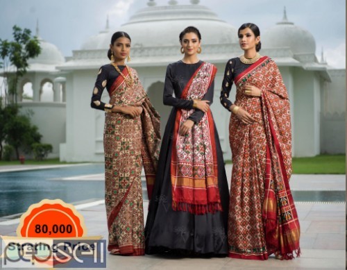 Buy Silk Red Black Saree From Vasansi Jaipur 0 