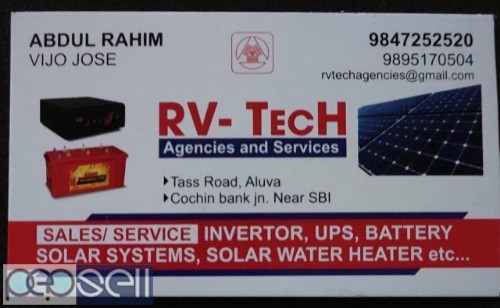 RV TECH Inverter battery sales service Aluva kalady angamaly thottumugham vazhakkulam edathala choondy 0 