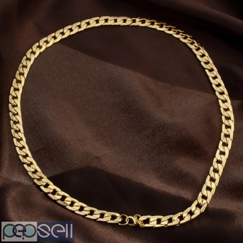 18K Gold Plated 10mm Men Chain 24inch Necklace Jewelry 0 