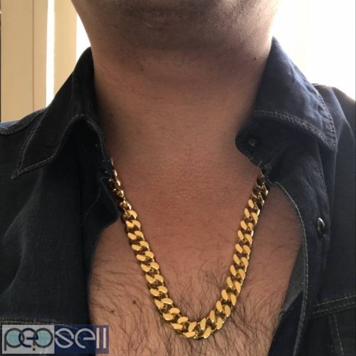 18K Gold Plated 10mm Men Chain 24inch Necklace Jewelry 3 