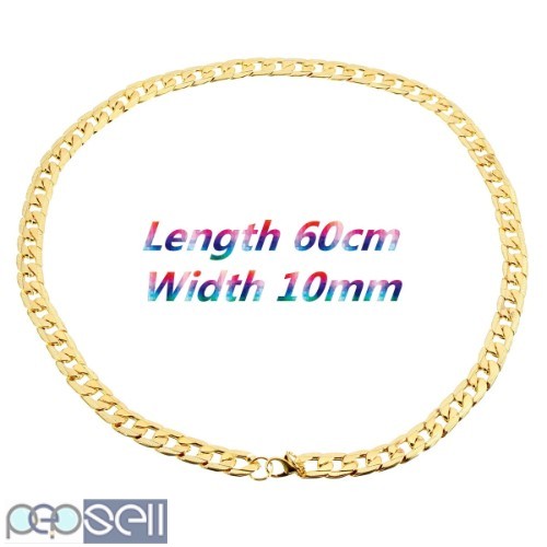 18K Gold Plated 10mm Men Chain 24inch Necklace Jewelry 4 