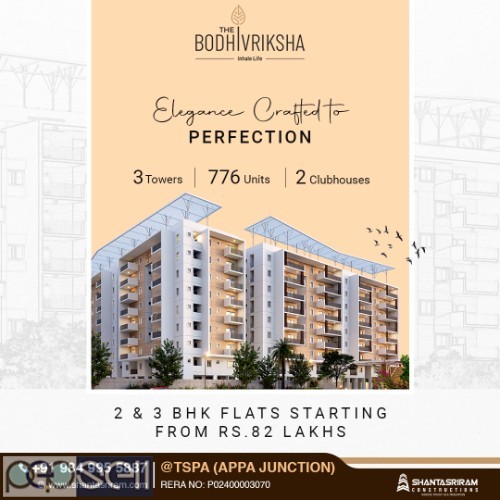 3BHK Flats for sale in TSPA Appa junction | Shantasriram Constructions	 0 